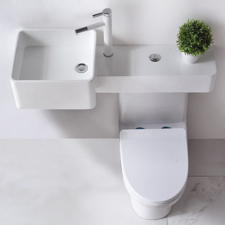 Contemporary Flush Toilet Floor Mount One-Piece Toilet Toilet Bowl 39"L x 26"W x 35"H Cold/Hot Water Dispensor ( Left) Clearhalo 'Bathroom Remodel & Bathroom Fixtures' 'Home Improvement' 'home_improvement' 'home_improvement_toilets' 'Toilets & Bidets' 'Toilets' 6963265