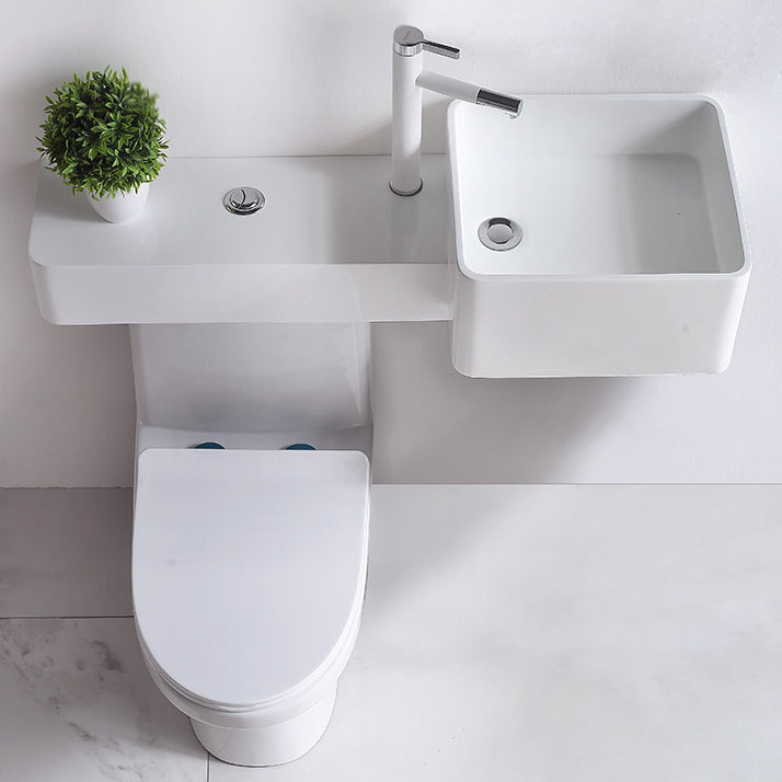Contemporary Flush Toilet Floor Mount One-Piece Toilet Toilet Bowl 39"L x 26"W x 35"H Cold/Hot Water Dispensor ( Right) Clearhalo 'Bathroom Remodel & Bathroom Fixtures' 'Home Improvement' 'home_improvement' 'home_improvement_toilets' 'Toilets & Bidets' 'Toilets' 6963267