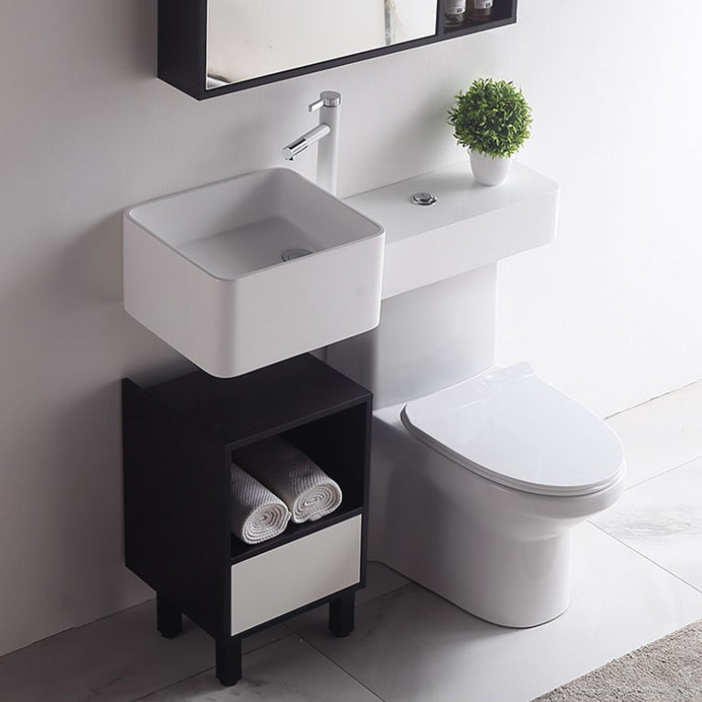 Contemporary Flush Toilet Floor Mount One-Piece Toilet Toilet Bowl Clearhalo 'Bathroom Remodel & Bathroom Fixtures' 'Home Improvement' 'home_improvement' 'home_improvement_toilets' 'Toilets & Bidets' 'Toilets' 6963268