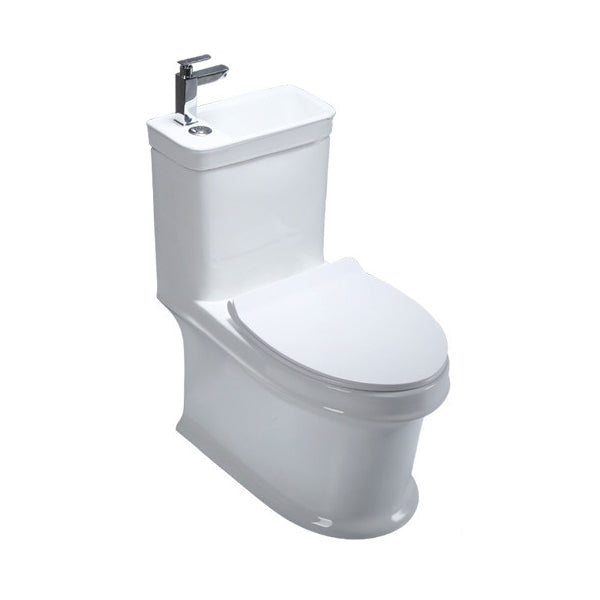 Contemporary Flush Toilet Floor Mount One-Piece Toilet Porcelain Urine Toilet Cold Water Dispensor ( eft) Clearhalo 'Bathroom Remodel & Bathroom Fixtures' 'Home Improvement' 'home_improvement' 'home_improvement_toilets' 'Toilets & Bidets' 'Toilets' 6963286