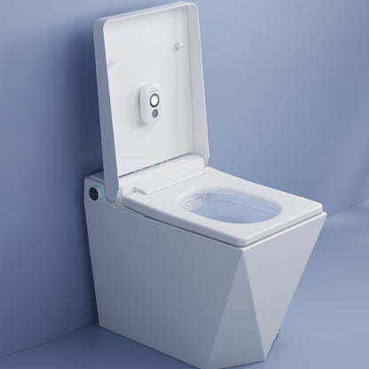 Modern Ceramic Flush Toilet 1 Piece White Toilet Bowl for Bathroom White Manual Flip 12"
