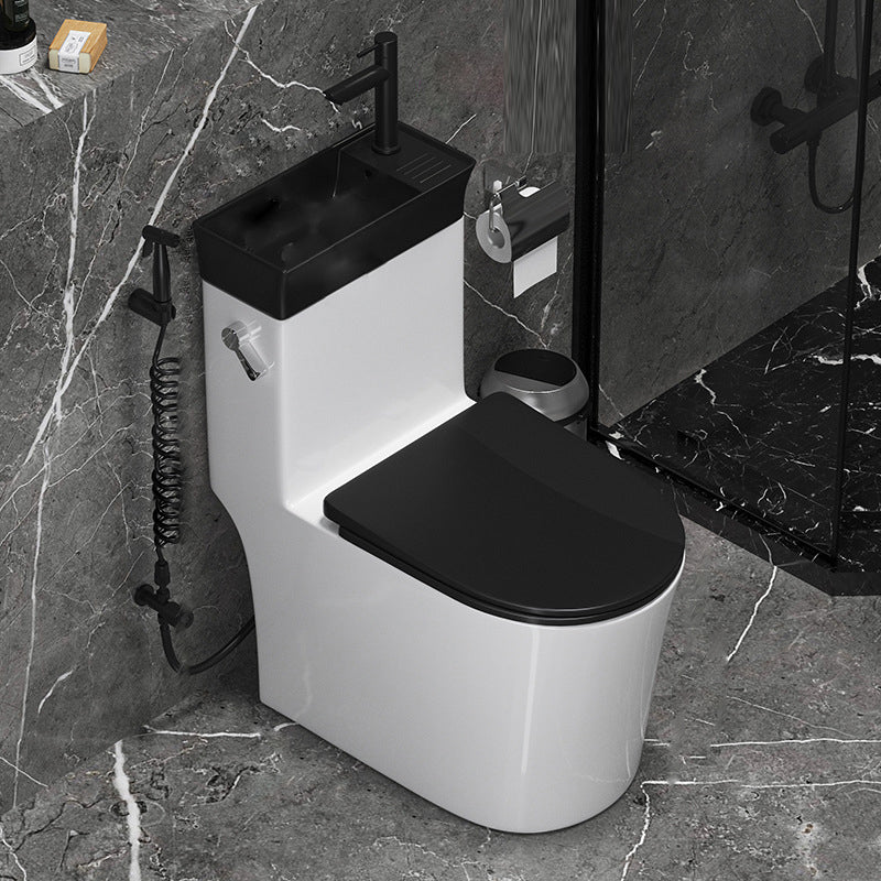 Contemporary 1 Piece Flush Toilet Floor Mounted Urine Toilet for Washroom Cold Water tap Toilet with Sprayer 16" Clearhalo 'Bathroom Remodel & Bathroom Fixtures' 'Home Improvement' 'home_improvement' 'home_improvement_toilets' 'Toilets & Bidets' 'Toilets' 6963405