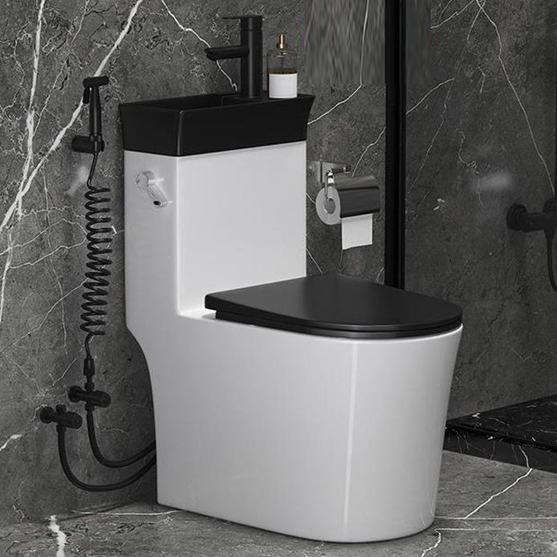 Contemporary 1 Piece Flush Toilet Floor Mounted Urine Toilet for Washroom Cold Hot water tap Toilet with Sprayer Clearhalo 'Bathroom Remodel & Bathroom Fixtures' 'Home Improvement' 'home_improvement' 'home_improvement_toilets' 'Toilets & Bidets' 'Toilets' 6963407