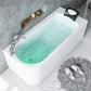 Acrylic Soaking Bathtub Antique Finish Rectangular Back to Wall Bath Tub 59"L x 30"W x 24"H Left Tub with Silver 5-Piece Set Clearhalo 'Bathroom Remodel & Bathroom Fixtures' 'Bathtubs' 'Home Improvement' 'home_improvement' 'home_improvement_bathtubs' 'Showers & Bathtubs' 6963473