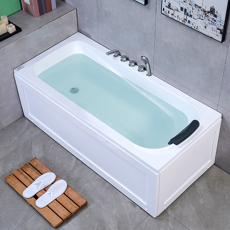 Modern 27.56-inch Wide Acrylic Tub Soaking Back to Wall Bathtub Tub with Silver 5-Piece Set Clearhalo 'Bathroom Remodel & Bathroom Fixtures' 'Bathtubs' 'Home Improvement' 'home_improvement' 'home_improvement_bathtubs' 'Showers & Bathtubs' 6963496
