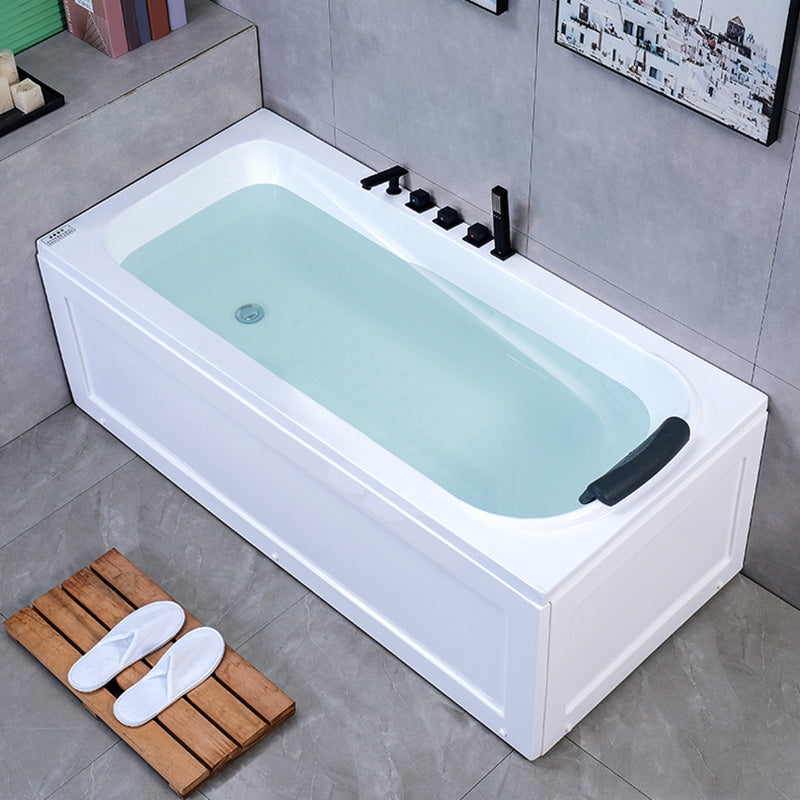 Modern 27.56-inch Wide Acrylic Tub Soaking Back to Wall Bathtub Tub with Black 5-Piece Set Clearhalo 'Bathroom Remodel & Bathroom Fixtures' 'Bathtubs' 'Home Improvement' 'home_improvement' 'home_improvement_bathtubs' 'Showers & Bathtubs' 6963497