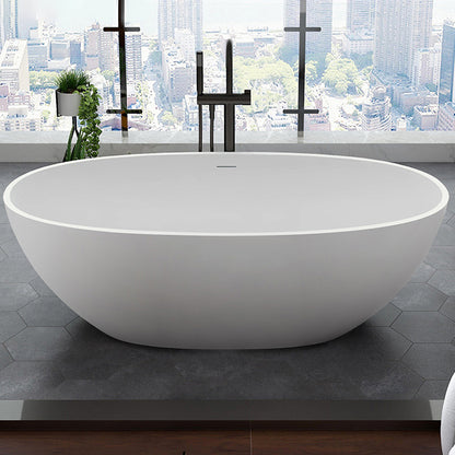 Stone Soaking Bath Antique Finish Oval Back to Wall Bath Tub Matte White Clearhalo 'Bathroom Remodel & Bathroom Fixtures' 'Bathtubs' 'Home Improvement' 'home_improvement' 'home_improvement_bathtubs' 'Showers & Bathtubs' 6963550