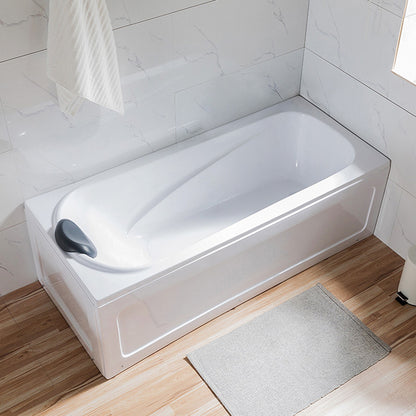 Back to Wall Rectangular Bath Freestanding Acrylic Soaking White Bathtub Right Tub with Pillow Clearhalo 'Bathroom Remodel & Bathroom Fixtures' 'Bathtubs' 'Home Improvement' 'home_improvement' 'home_improvement_bathtubs' 'Showers & Bathtubs' 6963588