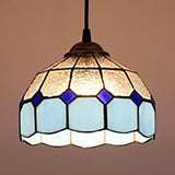 Hemisphere Pendant Light 1 Bulb Pink/Blue/Orange Stained Glass Tiffany-Style Ceiling Suspension Lamp Blue Clearhalo 'Ceiling Lights' 'Industrial' 'Middle Century Pendants' 'Pendant Lights' 'Pendants' 'Tiffany close to ceiling' 'Tiffany Pendants' 'Tiffany' Lighting' 69663