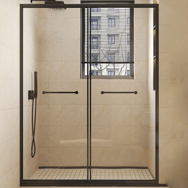 Frame Metal Double Sliding Shower Bath Door 78.7 High Clear Shower Door Clearhalo 'Bathroom Remodel & Bathroom Fixtures' 'Home Improvement' 'home_improvement' 'home_improvement_shower_tub_doors' 'Shower and Tub Doors' 'shower_tub_doors' 'Showers & Bathtubs' 6968196