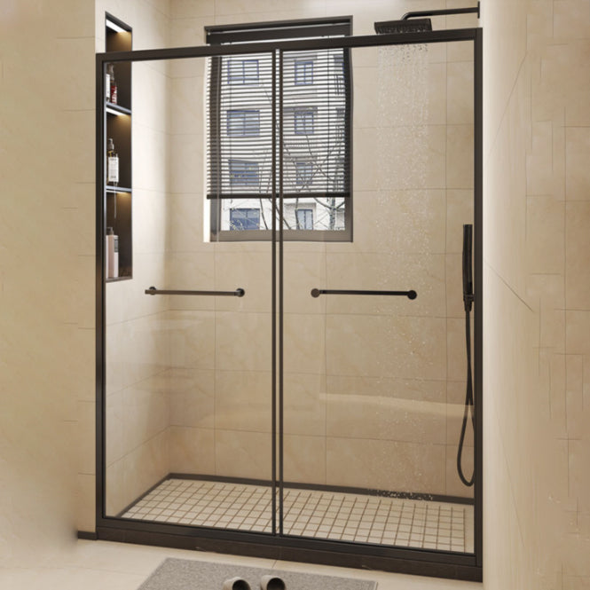 Frame Metal Double Sliding Shower Bath Door 78.7 High Clear Shower Door Clearhalo 'Bathroom Remodel & Bathroom Fixtures' 'Home Improvement' 'home_improvement' 'home_improvement_shower_tub_doors' 'Shower and Tub Doors' 'shower_tub_doors' 'Showers & Bathtubs' 6968197