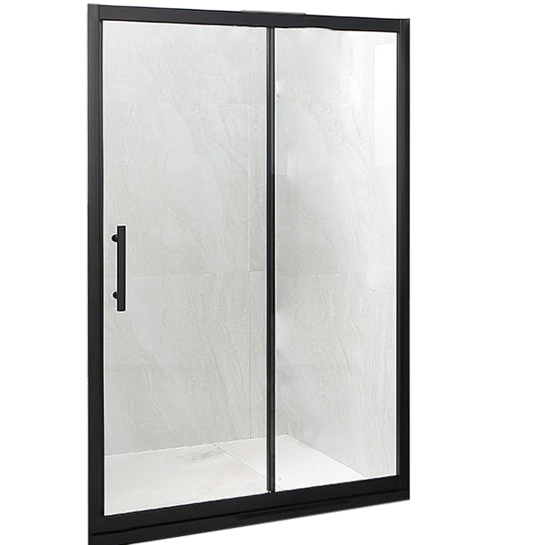 Modern Black Frame Shower Bath Door Transparent Single Sliding Shower Door Right Clearhalo 'Bathroom Remodel & Bathroom Fixtures' 'Home Improvement' 'home_improvement' 'home_improvement_shower_tub_doors' 'Shower and Tub Doors' 'shower_tub_doors' 'Showers & Bathtubs' 6968265