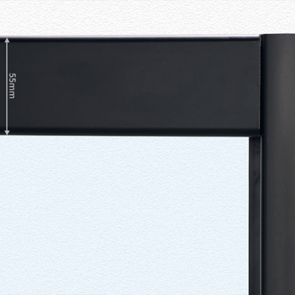 Modern Black Frame Shower Bath Door Transparent Single Sliding Shower Door Clearhalo 'Bathroom Remodel & Bathroom Fixtures' 'Home Improvement' 'home_improvement' 'home_improvement_shower_tub_doors' 'Shower and Tub Doors' 'shower_tub_doors' 'Showers & Bathtubs' 6968266