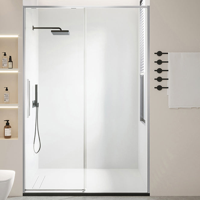 Black and Silver Shower Bath Door Framed Double Sliding Shower Bath Door Silver Clearhalo 'Bathroom Remodel & Bathroom Fixtures' 'Home Improvement' 'home_improvement' 'home_improvement_shower_tub_doors' 'Shower and Tub Doors' 'shower_tub_doors' 'Showers & Bathtubs' 6968318