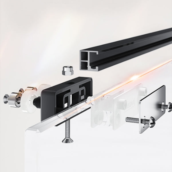 Black and Silver Shower Bath Door Framed Double Sliding Shower Bath Door Clearhalo 'Bathroom Remodel & Bathroom Fixtures' 'Home Improvement' 'home_improvement' 'home_improvement_shower_tub_doors' 'Shower and Tub Doors' 'shower_tub_doors' 'Showers & Bathtubs' 6968323