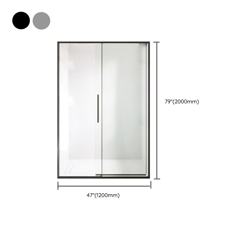 Black and Silver Shower Bath Door Framed Double Sliding Shower Bath Door Clearhalo 'Bathroom Remodel & Bathroom Fixtures' 'Home Improvement' 'home_improvement' 'home_improvement_shower_tub_doors' 'Shower and Tub Doors' 'shower_tub_doors' 'Showers & Bathtubs' 6968326