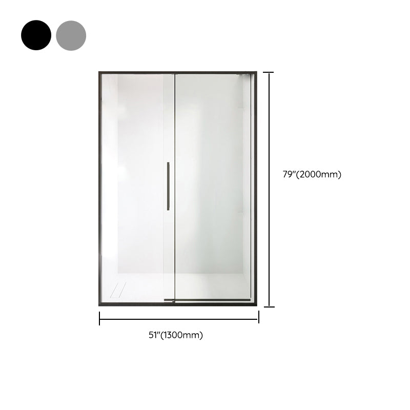 Black and Silver Shower Bath Door Framed Double Sliding Shower Bath Door Clearhalo 'Bathroom Remodel & Bathroom Fixtures' 'Home Improvement' 'home_improvement' 'home_improvement_shower_tub_doors' 'Shower and Tub Doors' 'shower_tub_doors' 'Showers & Bathtubs' 6968327