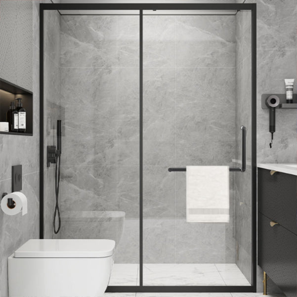 Metal Frame Single Sliding Shower Doors Modern Transparent Shower Shower Bath Door Left Clearhalo 'Bathroom Remodel & Bathroom Fixtures' 'Home Improvement' 'home_improvement' 'home_improvement_shower_tub_doors' 'Shower and Tub Doors' 'shower_tub_doors' 'Showers & Bathtubs' 6968330