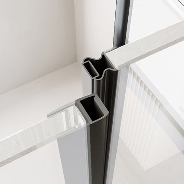 Black Tempered Shower Bath Door Semi-Frameless Transparent Shower Bath Door Clearhalo 'Bathroom Remodel & Bathroom Fixtures' 'Home Improvement' 'home_improvement' 'home_improvement_shower_tub_doors' 'Shower and Tub Doors' 'shower_tub_doors' 'Showers & Bathtubs' 6968370