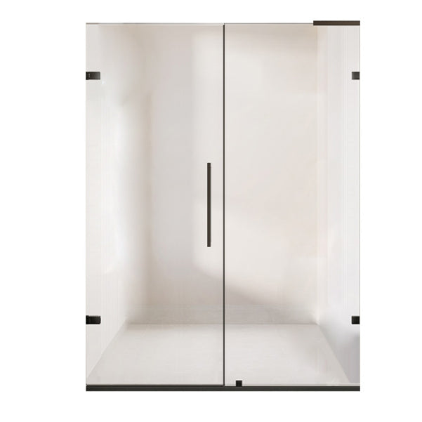 Black Tempered Shower Bath Door Semi-Frameless Transparent Shower Bath Door Left Clearhalo 'Bathroom Remodel & Bathroom Fixtures' 'Home Improvement' 'home_improvement' 'home_improvement_shower_tub_doors' 'Shower and Tub Doors' 'shower_tub_doors' 'Showers & Bathtubs' 6968375