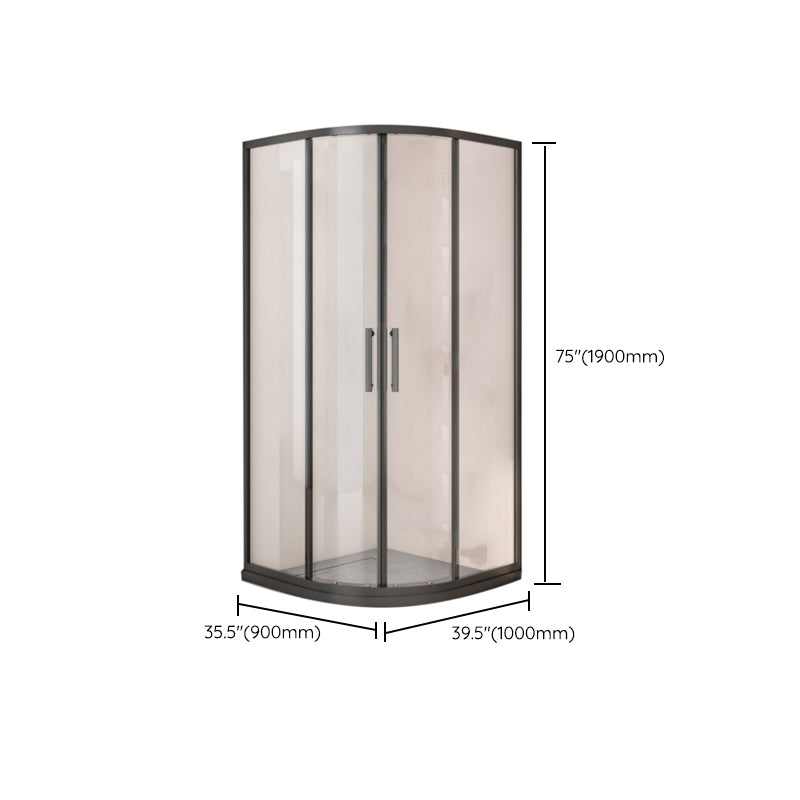 Black Full Frame Curved Tempered Glass Double Slide Shower Door Clearhalo 'Bathroom Remodel & Bathroom Fixtures' 'Home Improvement' 'home_improvement' 'home_improvement_shower_tub_doors' 'Shower and Tub Doors' 'shower_tub_doors' 'Showers & Bathtubs' 6968412