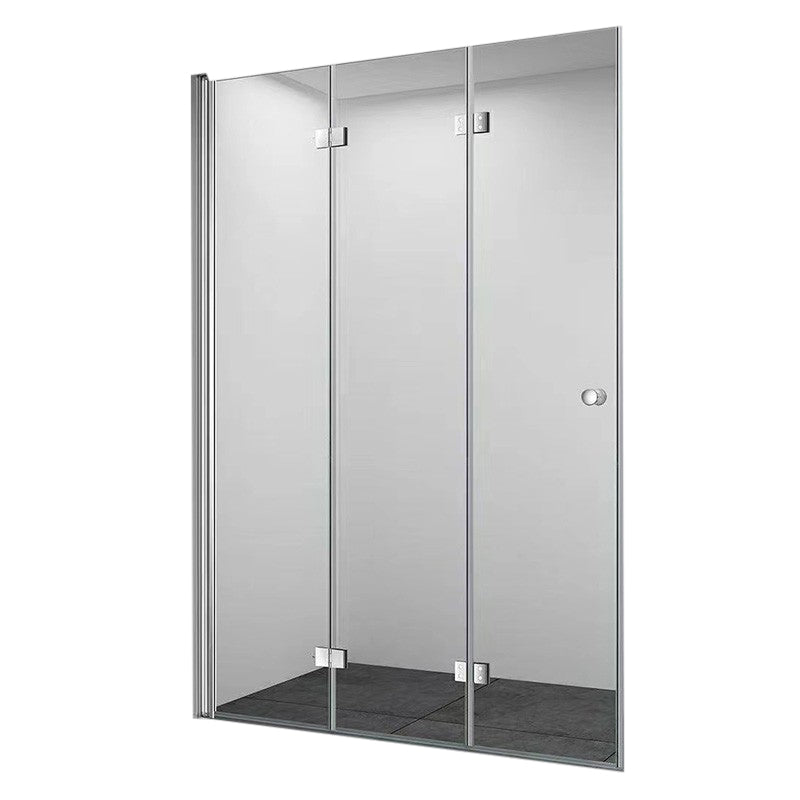 Frameless Folding Tempered Glass Shower Door with Thickened 304 Stainless Steel Fittings Left Clearhalo 'Bathroom Remodel & Bathroom Fixtures' 'Home Improvement' 'home_improvement' 'home_improvement_shower_tub_doors' 'Shower and Tub Doors' 'shower_tub_doors' 'Showers & Bathtubs' 6968424