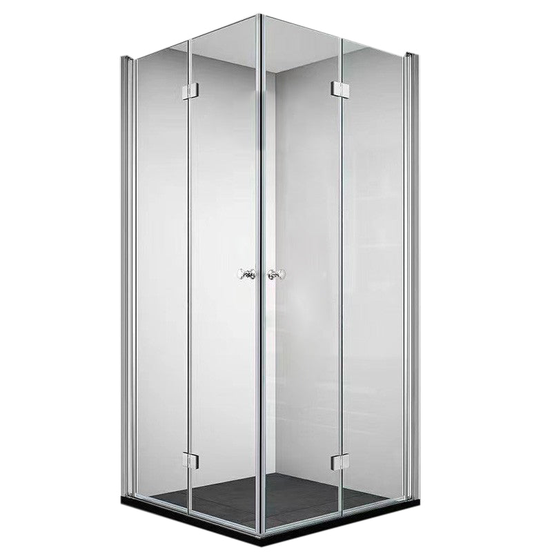 Frameless Folding Tempered Glass Shower Door with Thickened 304 Stainless Steel Fittings Clearhalo 'Bathroom Remodel & Bathroom Fixtures' 'Home Improvement' 'home_improvement' 'home_improvement_shower_tub_doors' 'Shower and Tub Doors' 'shower_tub_doors' 'Showers & Bathtubs' 6968426