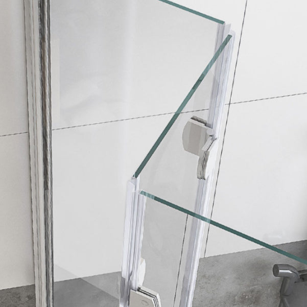 Frameless Folding Tempered Glass Shower Door with Thickened 304 Stainless Steel Fittings Clearhalo 'Bathroom Remodel & Bathroom Fixtures' 'Home Improvement' 'home_improvement' 'home_improvement_shower_tub_doors' 'Shower and Tub Doors' 'shower_tub_doors' 'Showers & Bathtubs' 6968429