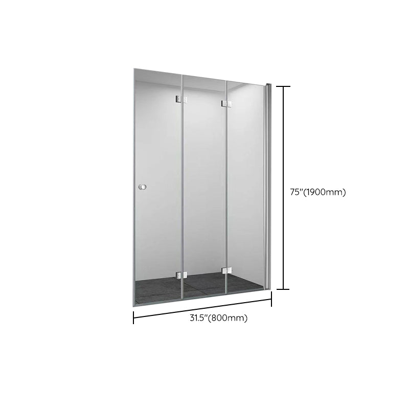 Frameless Folding Tempered Glass Shower Door with Thickened 304 Stainless Steel Fittings Clearhalo 'Bathroom Remodel & Bathroom Fixtures' 'Home Improvement' 'home_improvement' 'home_improvement_shower_tub_doors' 'Shower and Tub Doors' 'shower_tub_doors' 'Showers & Bathtubs' 6968433