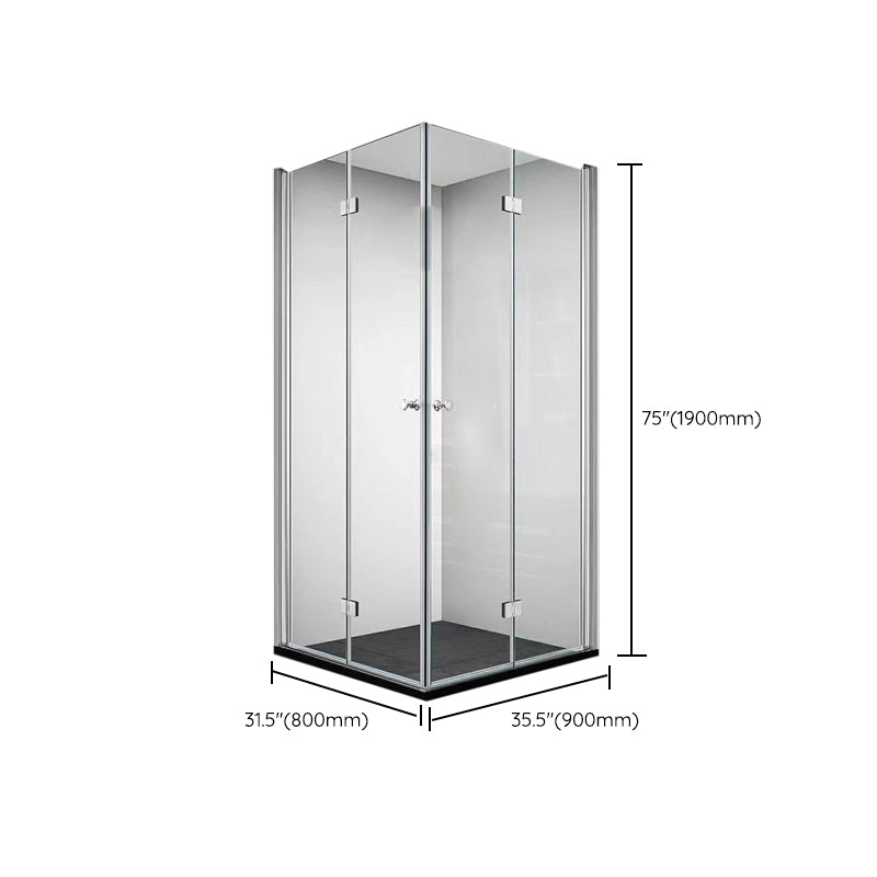 Frameless Folding Tempered Glass Shower Door with Thickened 304 Stainless Steel Fittings Clearhalo 'Bathroom Remodel & Bathroom Fixtures' 'Home Improvement' 'home_improvement' 'home_improvement_shower_tub_doors' 'Shower and Tub Doors' 'shower_tub_doors' 'Showers & Bathtubs' 6968437