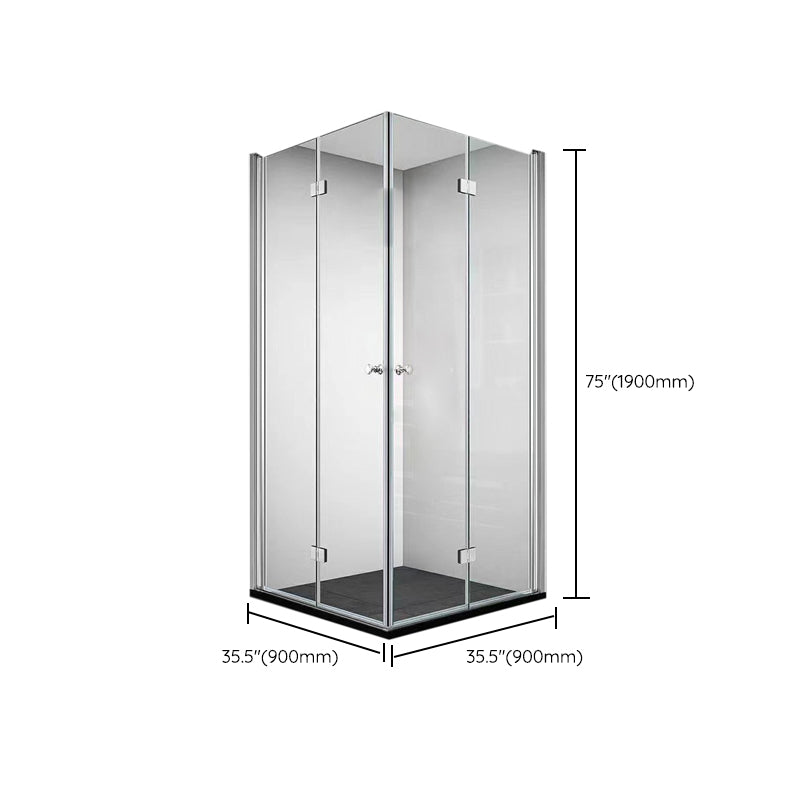Frameless Folding Tempered Glass Shower Door with Thickened 304 Stainless Steel Fittings Clearhalo 'Bathroom Remodel & Bathroom Fixtures' 'Home Improvement' 'home_improvement' 'home_improvement_shower_tub_doors' 'Shower and Tub Doors' 'shower_tub_doors' 'Showers & Bathtubs' 6968440