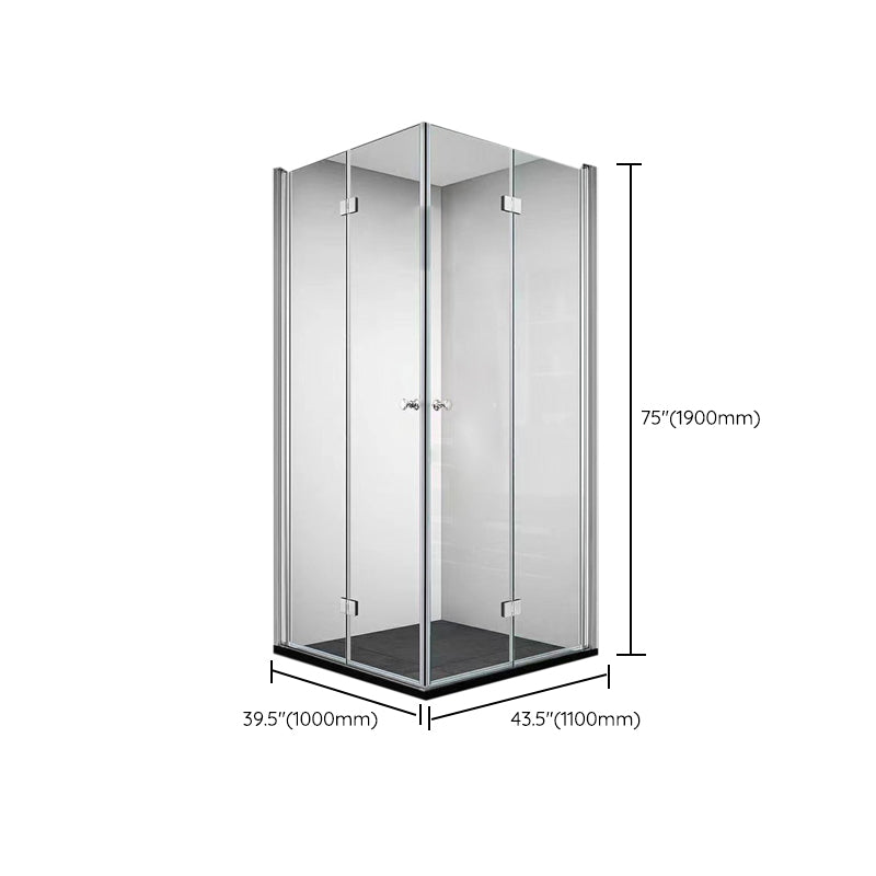Frameless Folding Tempered Glass Shower Door with Thickened 304 Stainless Steel Fittings Clearhalo 'Bathroom Remodel & Bathroom Fixtures' 'Home Improvement' 'home_improvement' 'home_improvement_shower_tub_doors' 'Shower and Tub Doors' 'shower_tub_doors' 'Showers & Bathtubs' 6968444