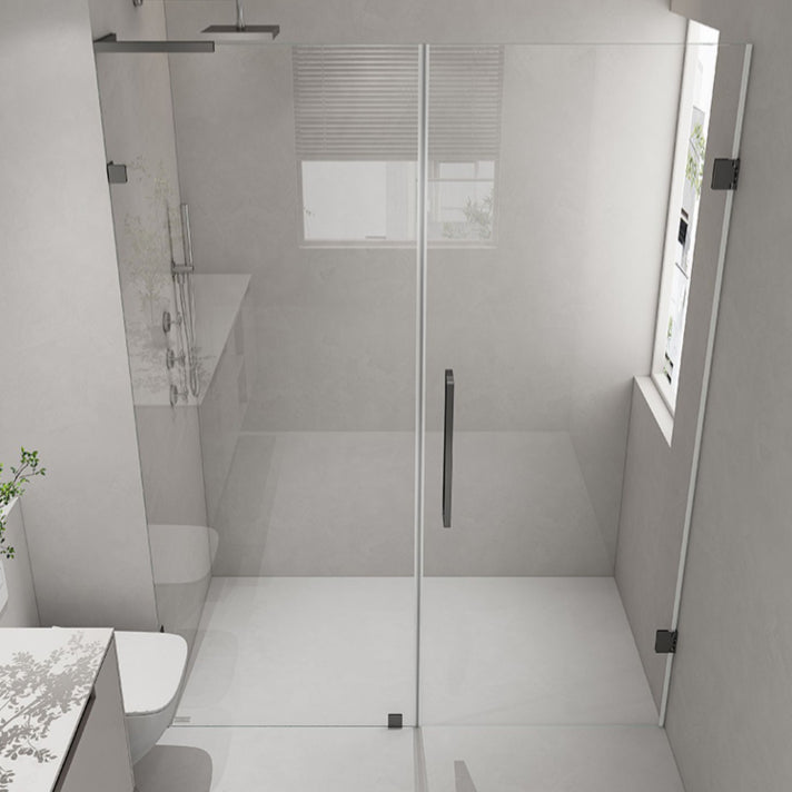 Extremely Narrow Frameless One-line Tempered Glass Shower Door Clearhalo 'Bathroom Remodel & Bathroom Fixtures' 'Home Improvement' 'home_improvement' 'home_improvement_shower_tub_doors' 'Shower and Tub Doors' 'shower_tub_doors' 'Showers & Bathtubs' 6968447