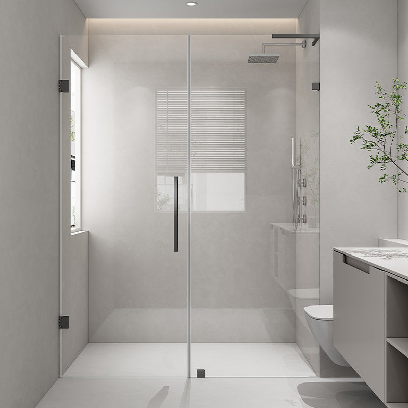 Extremely Narrow Frameless One-line Tempered Glass Shower Door Clearhalo 'Bathroom Remodel & Bathroom Fixtures' 'Home Improvement' 'home_improvement' 'home_improvement_shower_tub_doors' 'Shower and Tub Doors' 'shower_tub_doors' 'Showers & Bathtubs' 6968449