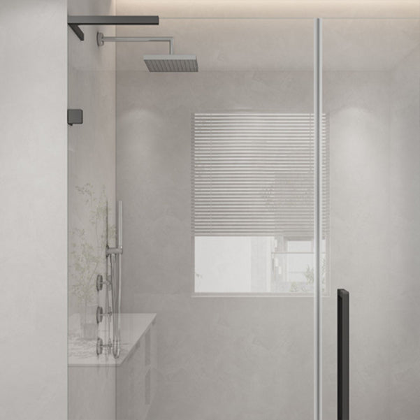 Extremely Narrow Frameless One-line Tempered Glass Shower Door Clearhalo 'Bathroom Remodel & Bathroom Fixtures' 'Home Improvement' 'home_improvement' 'home_improvement_shower_tub_doors' 'Shower and Tub Doors' 'shower_tub_doors' 'Showers & Bathtubs' 6968452
