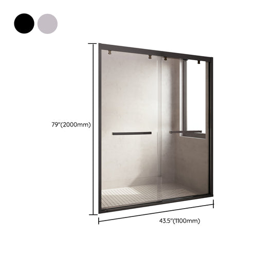 Inline Double Sliding Semi Frameless Tempered Glass Shower Door Clearhalo 'Bathroom Remodel & Bathroom Fixtures' 'Home Improvement' 'home_improvement' 'home_improvement_shower_tub_doors' 'Shower and Tub Doors' 'shower_tub_doors' 'Showers & Bathtubs' 6968514