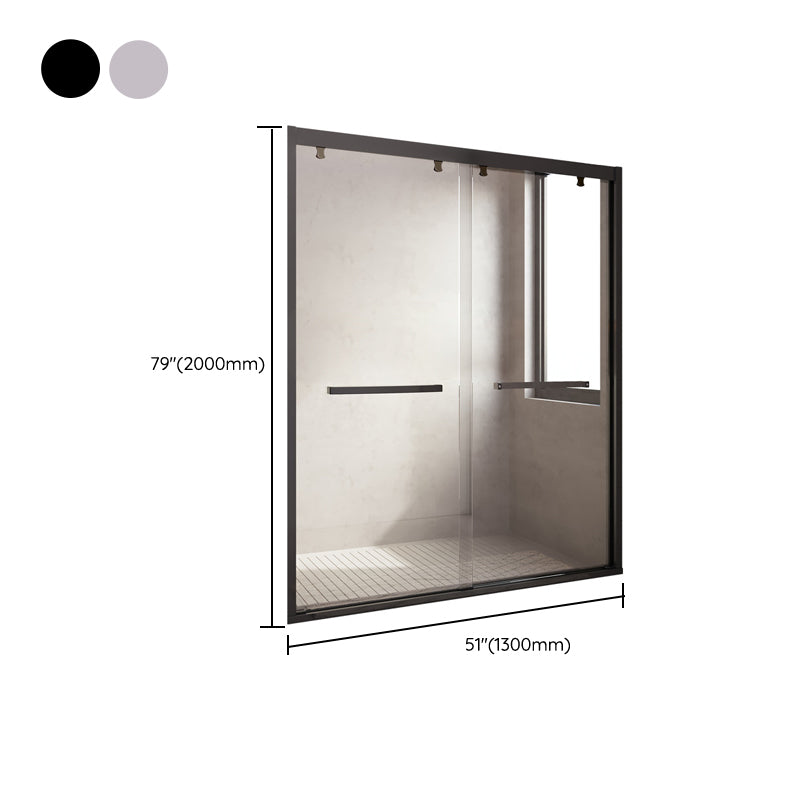 Inline Double Sliding Semi Frameless Tempered Glass Shower Door Clearhalo 'Bathroom Remodel & Bathroom Fixtures' 'Home Improvement' 'home_improvement' 'home_improvement_shower_tub_doors' 'Shower and Tub Doors' 'shower_tub_doors' 'Showers & Bathtubs' 6968515