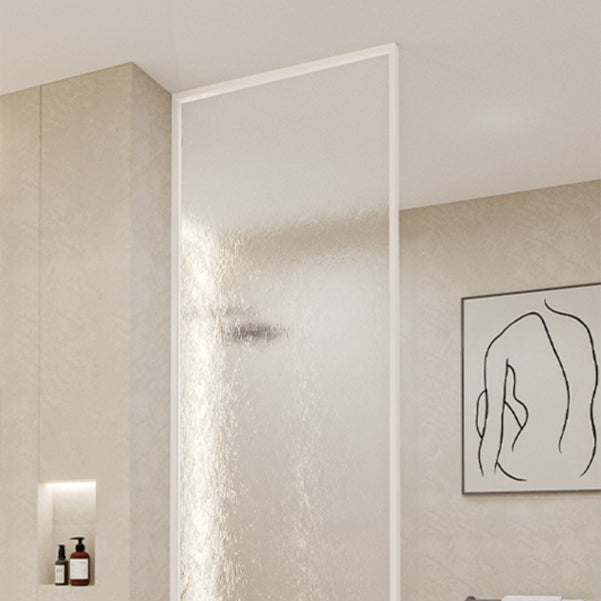 Minimalist Fixed Semi-partition Water Ripple Glass Shower Screen Clearhalo 'Bathroom Remodel & Bathroom Fixtures' 'Home Improvement' 'home_improvement' 'home_improvement_shower_tub_doors' 'Shower and Tub Doors' 'shower_tub_doors' 'Showers & Bathtubs' 6968529