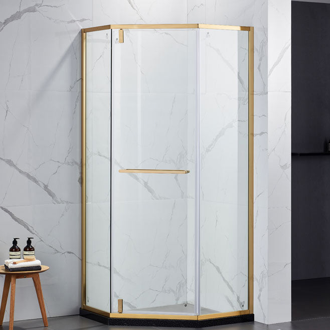 Pivot Tempered Glass Shower Door, Diamond Shape Stainless Steel Frame Shower Door Clearhalo 'Bathroom Remodel & Bathroom Fixtures' 'Home Improvement' 'home_improvement' 'home_improvement_shower_tub_doors' 'Shower and Tub Doors' 'shower_tub_doors' 'Showers & Bathtubs' 6968537
