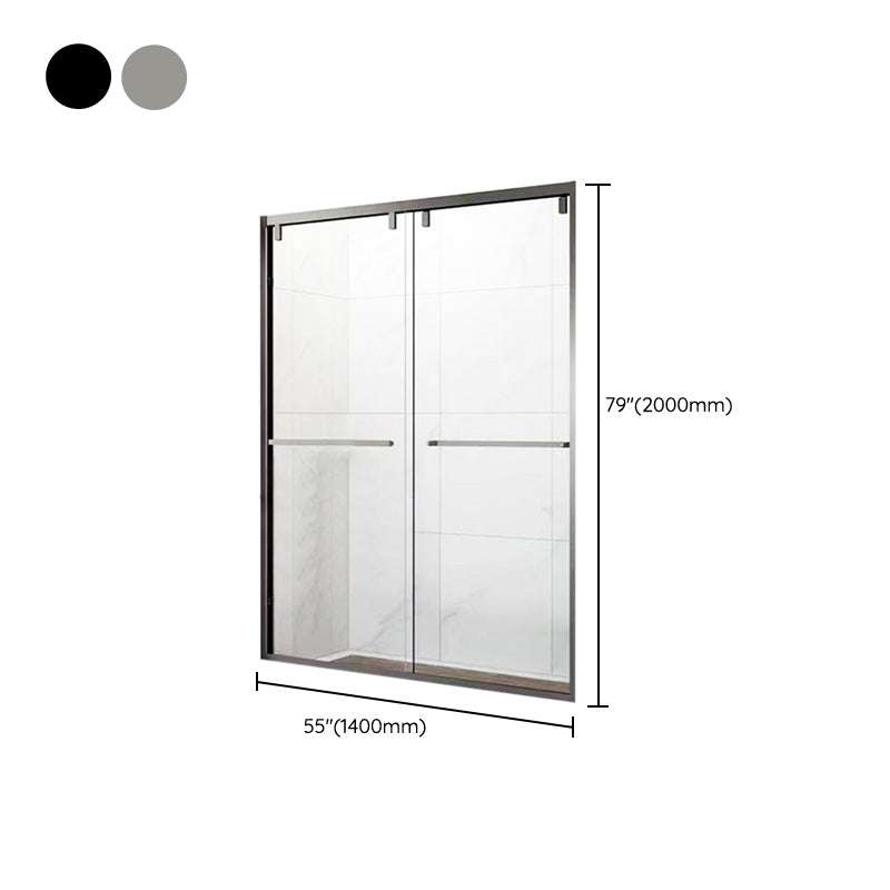 Narrow Frame Bathroom Tempered Glass Door, Double Sliding Shower Door Clearhalo 'Bathroom Remodel & Bathroom Fixtures' 'Home Improvement' 'home_improvement' 'home_improvement_shower_tub_doors' 'Shower and Tub Doors' 'shower_tub_doors' 'Showers & Bathtubs' 6968563