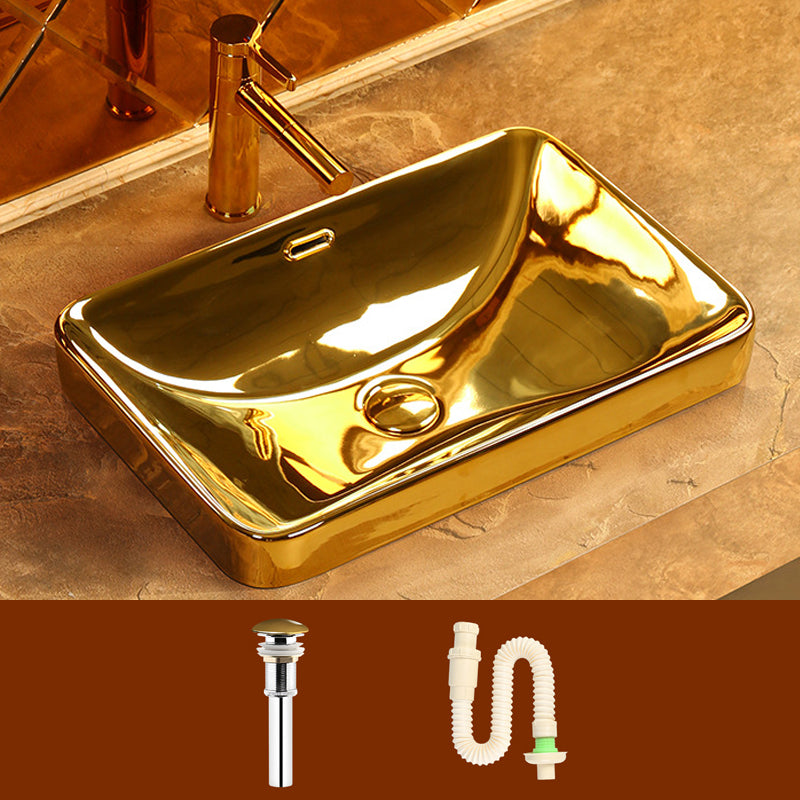 Modern Basin Sink Metal Rectangular with Overflow and Faucet Vessel Bathroom Sink 22"L x 15"W x 5"H Sink Clearhalo 'Bathroom Remodel & Bathroom Fixtures' 'Bathroom Sinks & Faucet Components' 'Bathroom Sinks' 'bathroom_sink' 'Home Improvement' 'home_improvement' 'home_improvement_bathroom_sink' 6970188