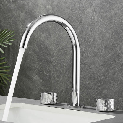 Double Handle Tub Filler Deck Mounted High Arc Brass Modern Roman Tub Filler Chrome Gooseneck Lever Handles Clearhalo 'Bathroom Remodel & Bathroom Fixtures' 'Bathtub Faucets' 'bathtub_faucets' 'Home Improvement' 'home_improvement' 'home_improvement_bathtub_faucets' 6970217