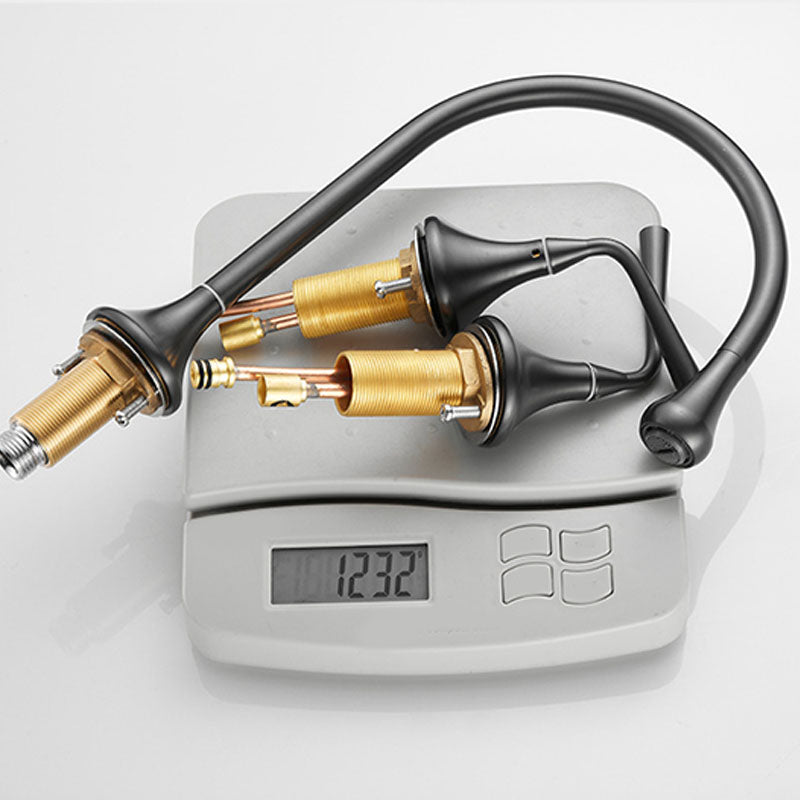 Double Handle Tub Filler Deck Mounted High Arc Brass Modern Roman Tub Filler Clearhalo 'Bathroom Remodel & Bathroom Fixtures' 'Bathtub Faucets' 'bathtub_faucets' 'Home Improvement' 'home_improvement' 'home_improvement_bathtub_faucets' 6970219