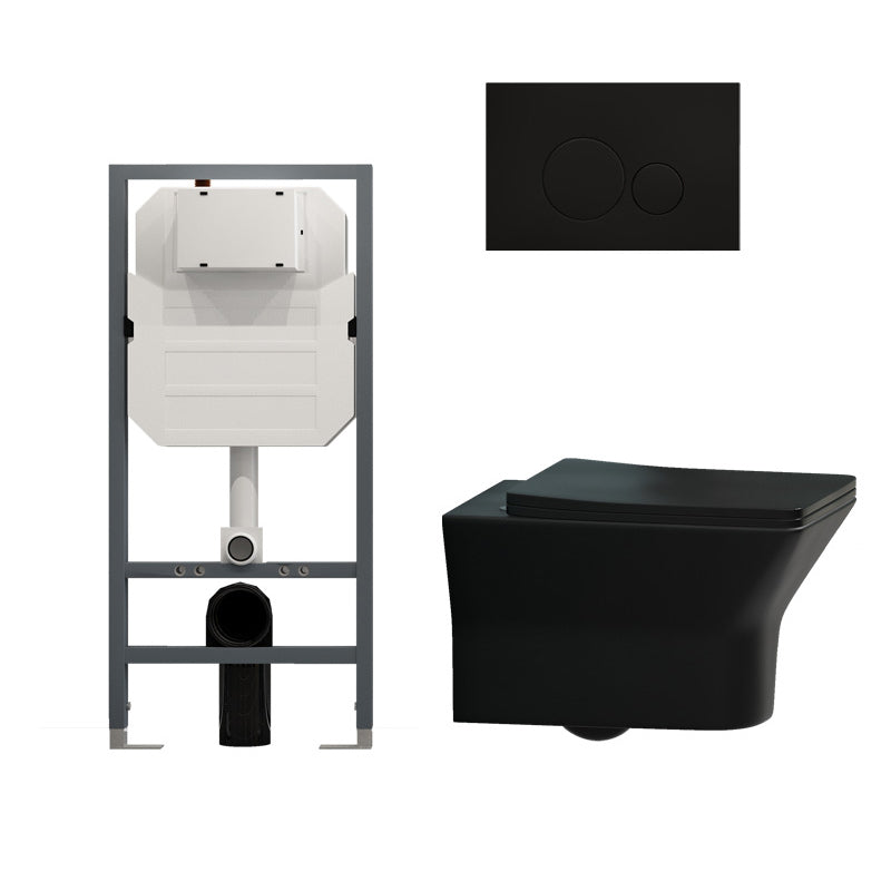 Contemporary Flush Toilet Wall Mount One-Piece Toilet Porcelain Toilet Bowl 15"L x 21"W x 16"H Black Toilet with High Tanker Clearhalo 'Bathroom Remodel & Bathroom Fixtures' 'Home Improvement' 'home_improvement' 'home_improvement_toilets' 'Toilets & Bidets' 'Toilets' 6974012