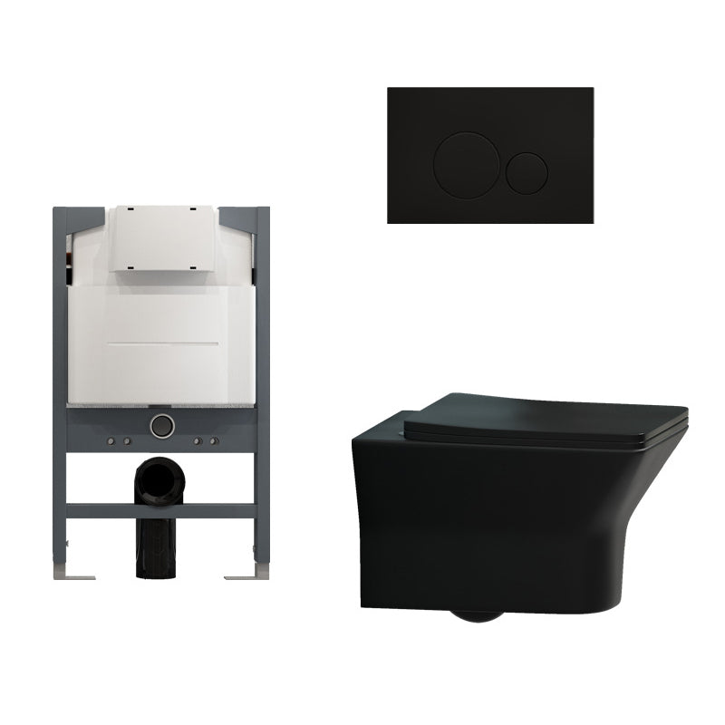 Contemporary Flush Toilet Wall Mount One-Piece Toilet Porcelain Toilet Bowl 15"L x 21"W x 16"H Black Toilet with Low Tanker Clearhalo 'Bathroom Remodel & Bathroom Fixtures' 'Home Improvement' 'home_improvement' 'home_improvement_toilets' 'Toilets & Bidets' 'Toilets' 6974014