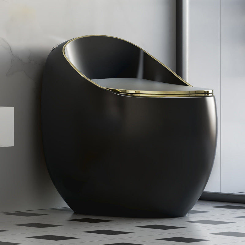Contemporary 1 Piece Flush Toilet Floor Mounted Toilet Bowl for Bathroom Black Gold Clearhalo 'Bathroom Remodel & Bathroom Fixtures' 'Home Improvement' 'home_improvement' 'home_improvement_toilets' 'Toilets & Bidets' 'Toilets' 6974029