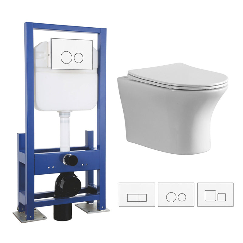 Contemporary All-In-One Flush Toilet Wall Mount Porcelain Urine Toilet 14"L x 19"W x 15"H Toilet with Freestanding Tanker Clearhalo 'Bathroom Remodel & Bathroom Fixtures' 'Home Improvement' 'home_improvement' 'home_improvement_toilets' 'Toilets & Bidets' 'Toilets' 6974079