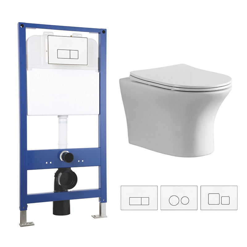Contemporary All-In-One Flush Toilet Wall Mount Porcelain Urine Toilet 14"L x 19"W x 15"H Toilet & Thin Tanker Clearhalo 'Bathroom Remodel & Bathroom Fixtures' 'Home Improvement' 'home_improvement' 'home_improvement_toilets' 'Toilets & Bidets' 'Toilets' 6974081