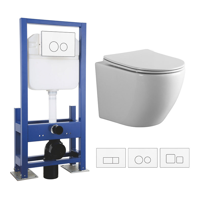 Contemporary All-In-One Flush Toilet Wall Mount Porcelain Urine Toilet 15"L x 19"W x 15"H Toilet with Freestanding Tanker Clearhalo 'Bathroom Remodel & Bathroom Fixtures' 'Home Improvement' 'home_improvement' 'home_improvement_toilets' 'Toilets & Bidets' 'Toilets' 6974083