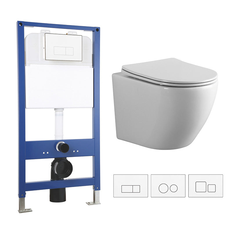 Contemporary All-In-One Flush Toilet Wall Mount Porcelain Urine Toilet 15"L x 19"W x 15"H Toilet & Thin Tanker Clearhalo 'Bathroom Remodel & Bathroom Fixtures' 'Home Improvement' 'home_improvement' 'home_improvement_toilets' 'Toilets & Bidets' 'Toilets' 6974084